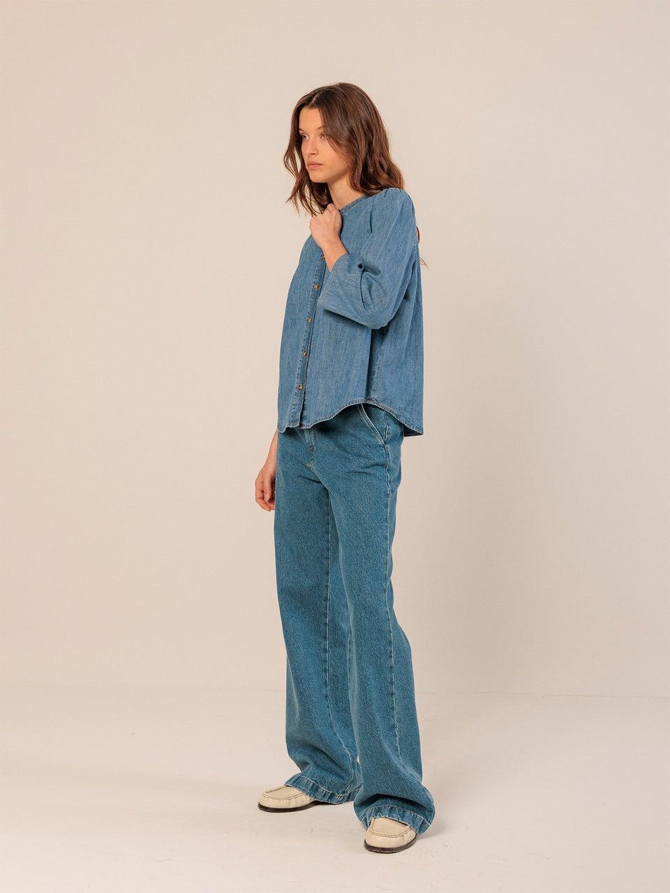 Indi & cold CAMISA DENIM CUELLO MAO Tienda