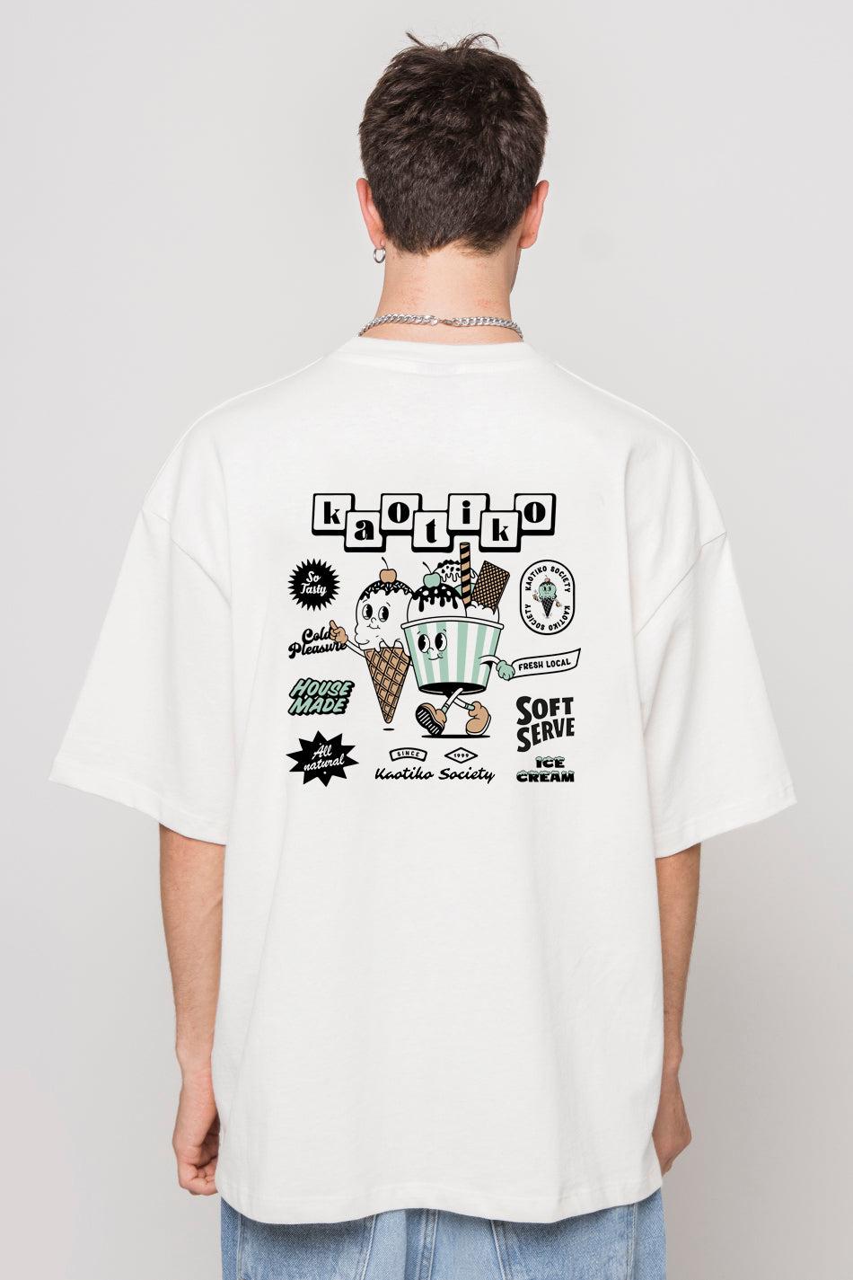 kaotiko Camiseta Washed Ice Cream White Oferta especial de fábrica