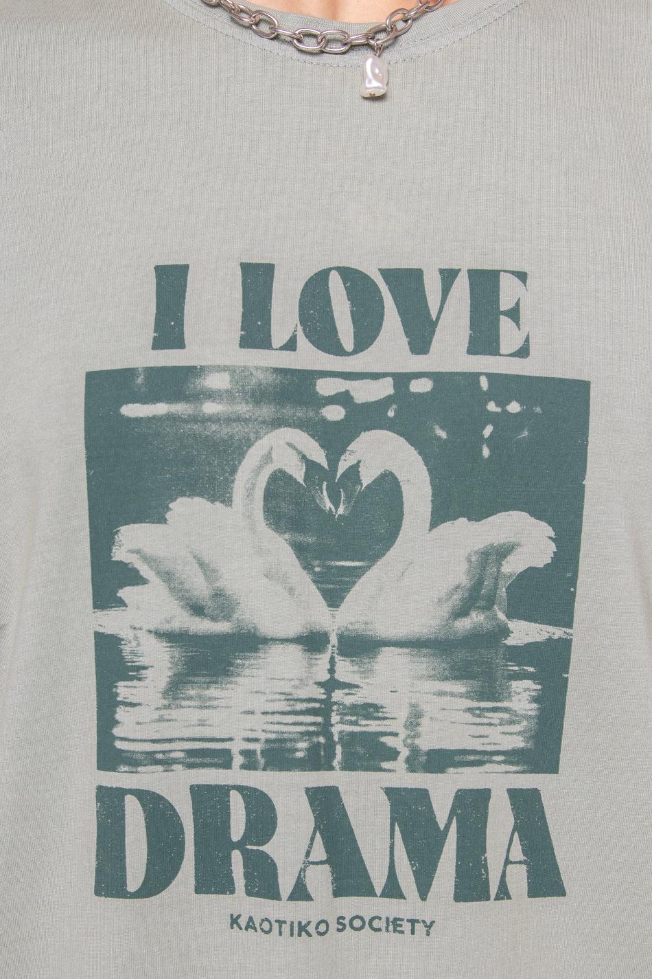 kaotiko Camiseta Washed Swans Green Limitado a 3 días