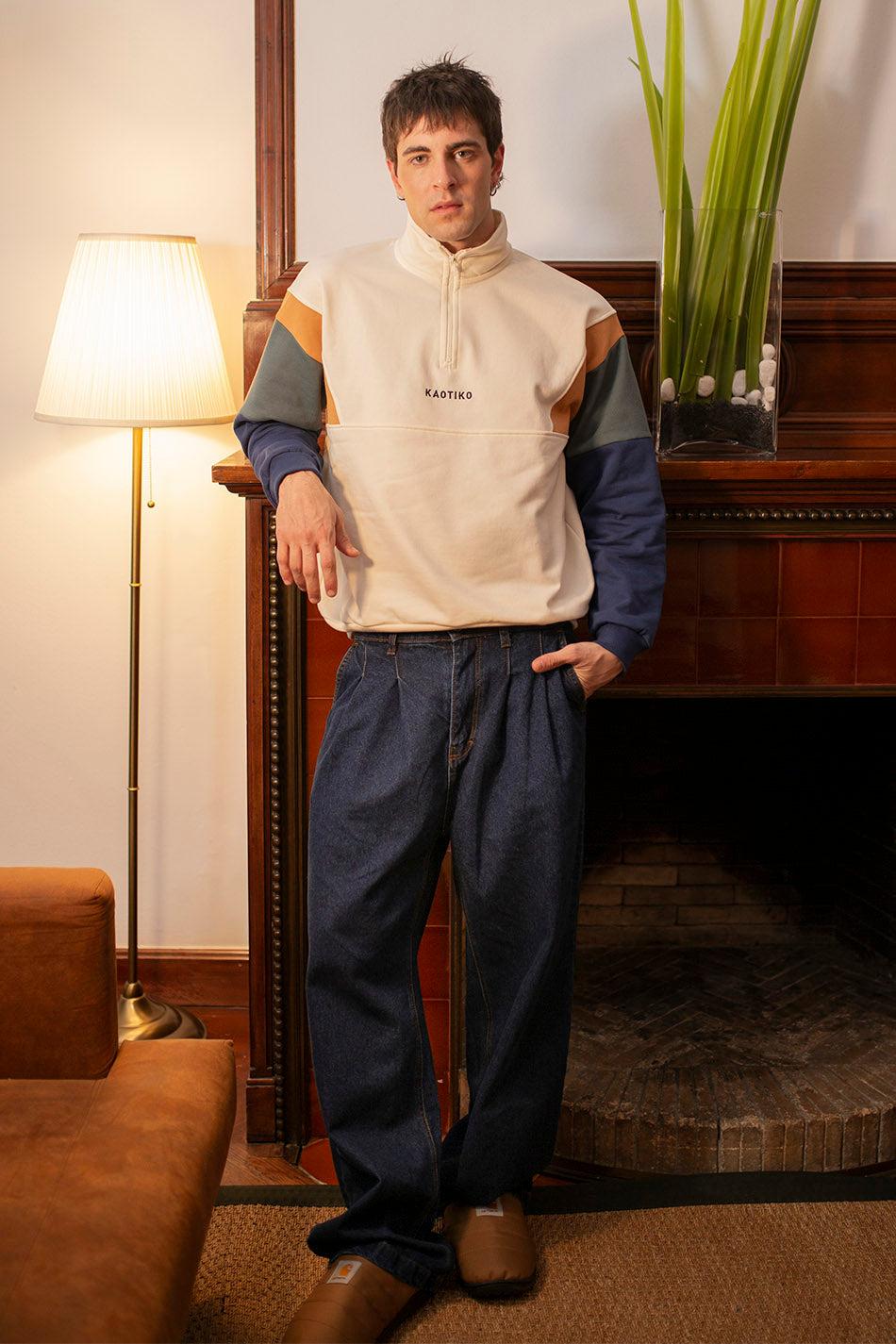 kaotiko Sudadera Arthur Ivory / Saffron / Navy Outlet