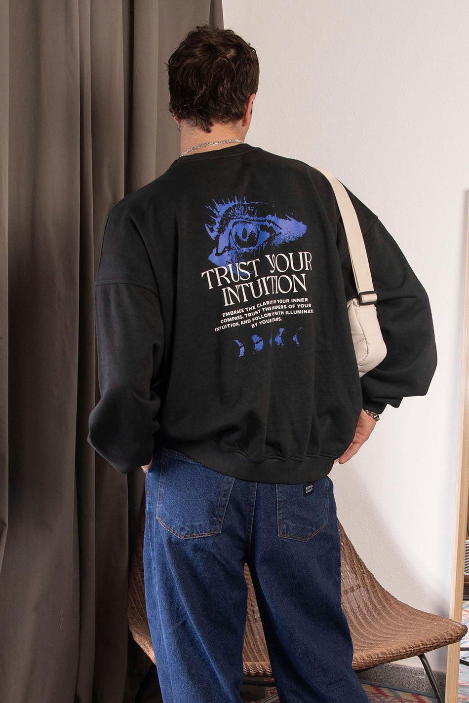 kaotiko Sudadera Washed Eye Trust Your Intuition Black Liquidación