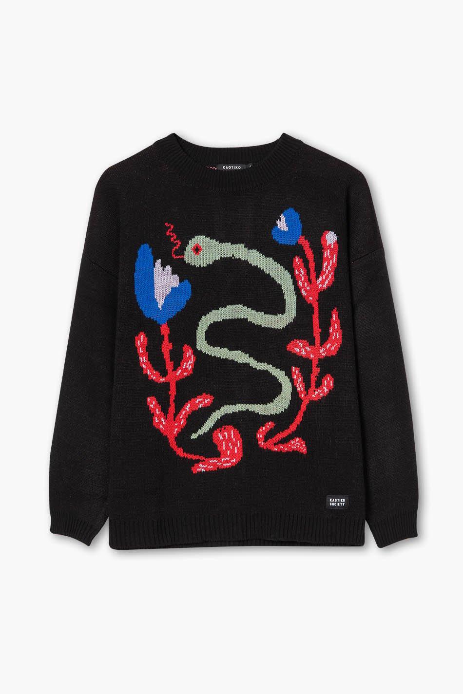 kaotiko Jersey Snake Flowers Black