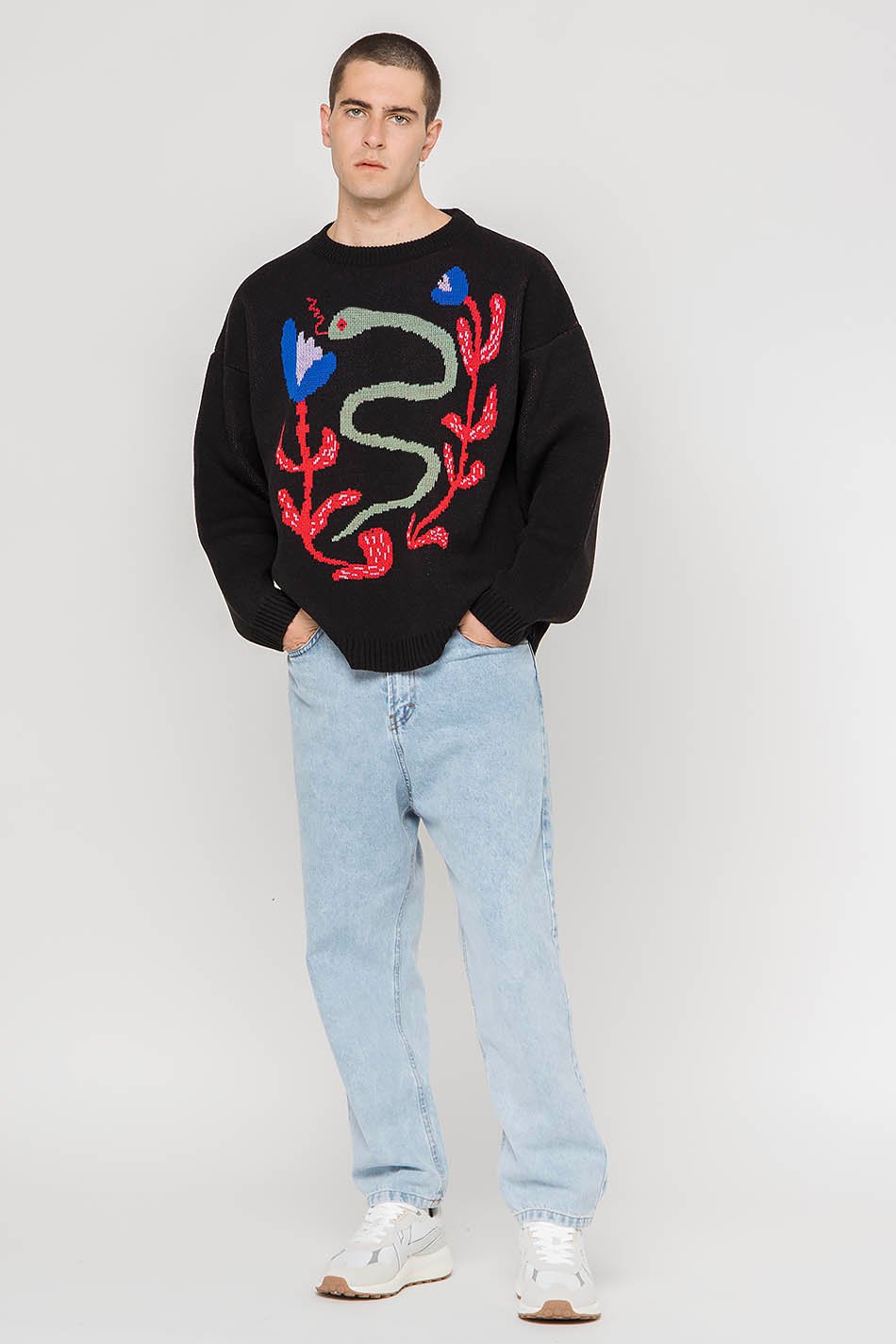 kaotiko Jersey Snake Flowers Black Descuento por venta flash
