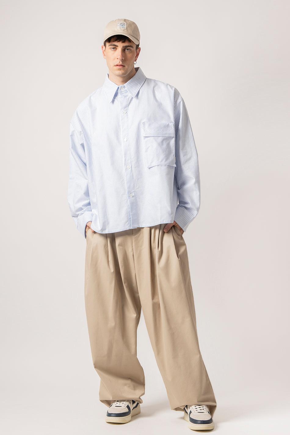 kaotiko Camisa Blue/White Striped Loui Rebajas de fin de temporada