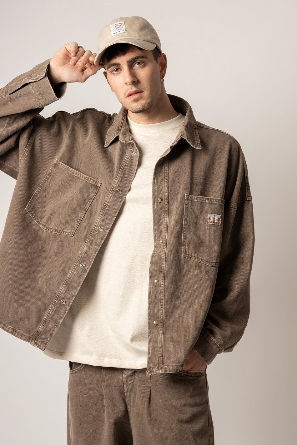 kaotiko Camisa Menkes Washed Brown Gran oferta