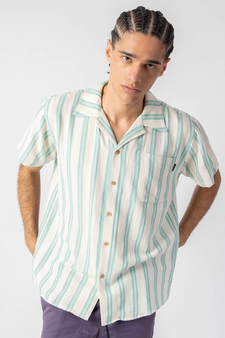 kaotiko Camisa Ozan Stripes Ivory/ Aqua ÚLTIMAS EDICIONES