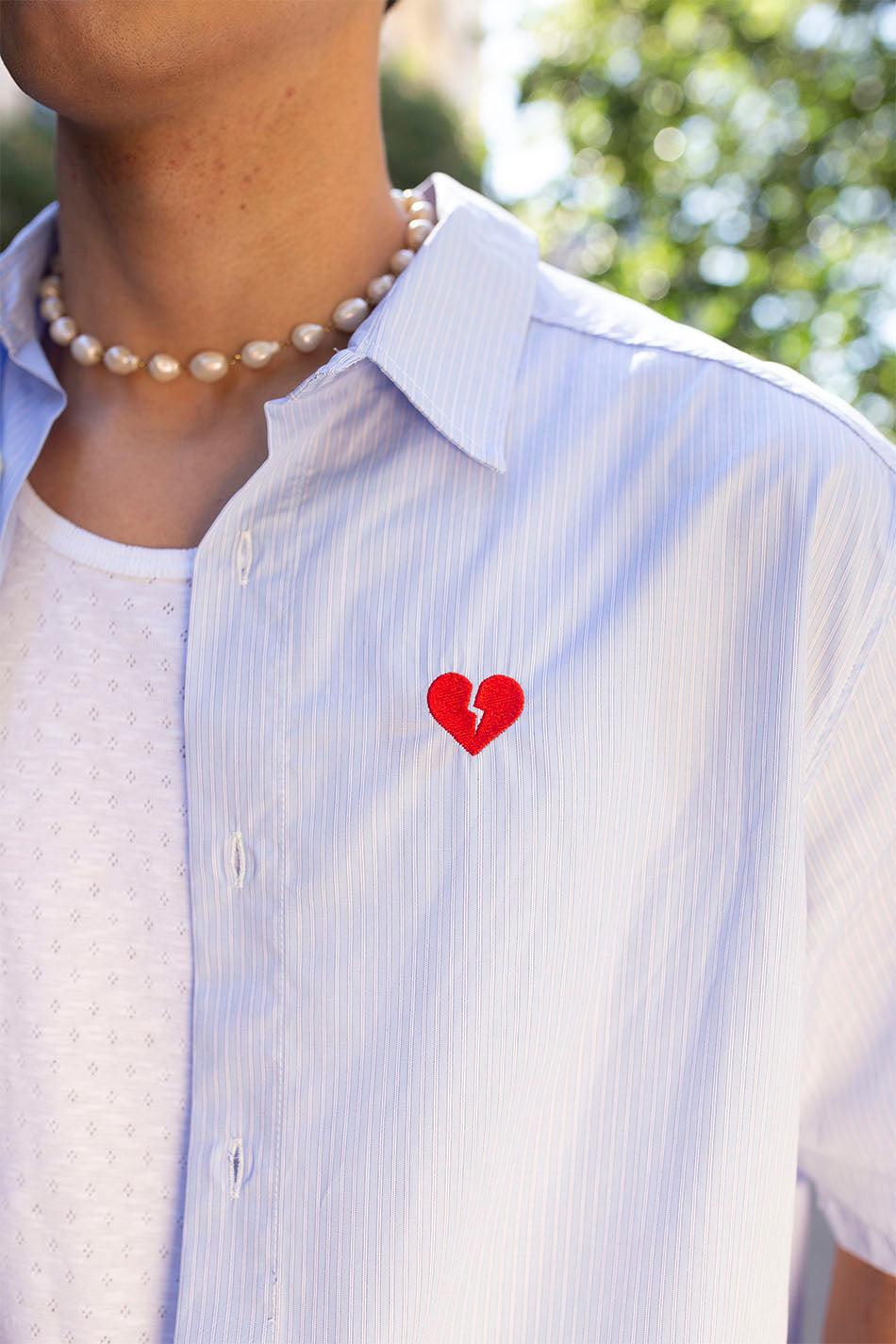 kaotiko Camisa Loui Heart Blue/ White Stripes Precio de fábrica