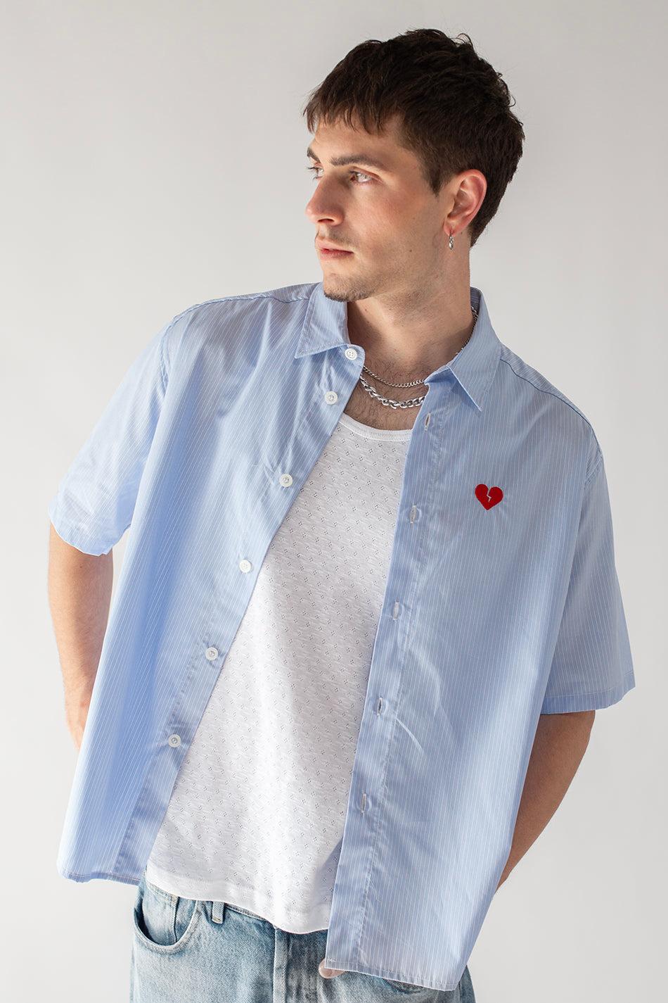 kaotiko Camisa Loui Heart Blue/ White Stripes Precio de fábrica