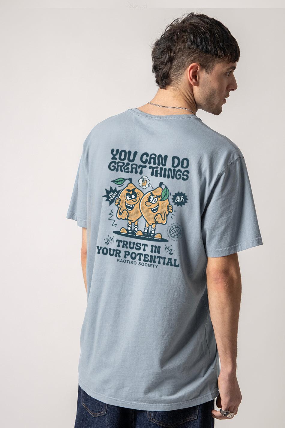 kaotiko Camiseta Washed You Can Do Great Things Steel Tienda de fábrica