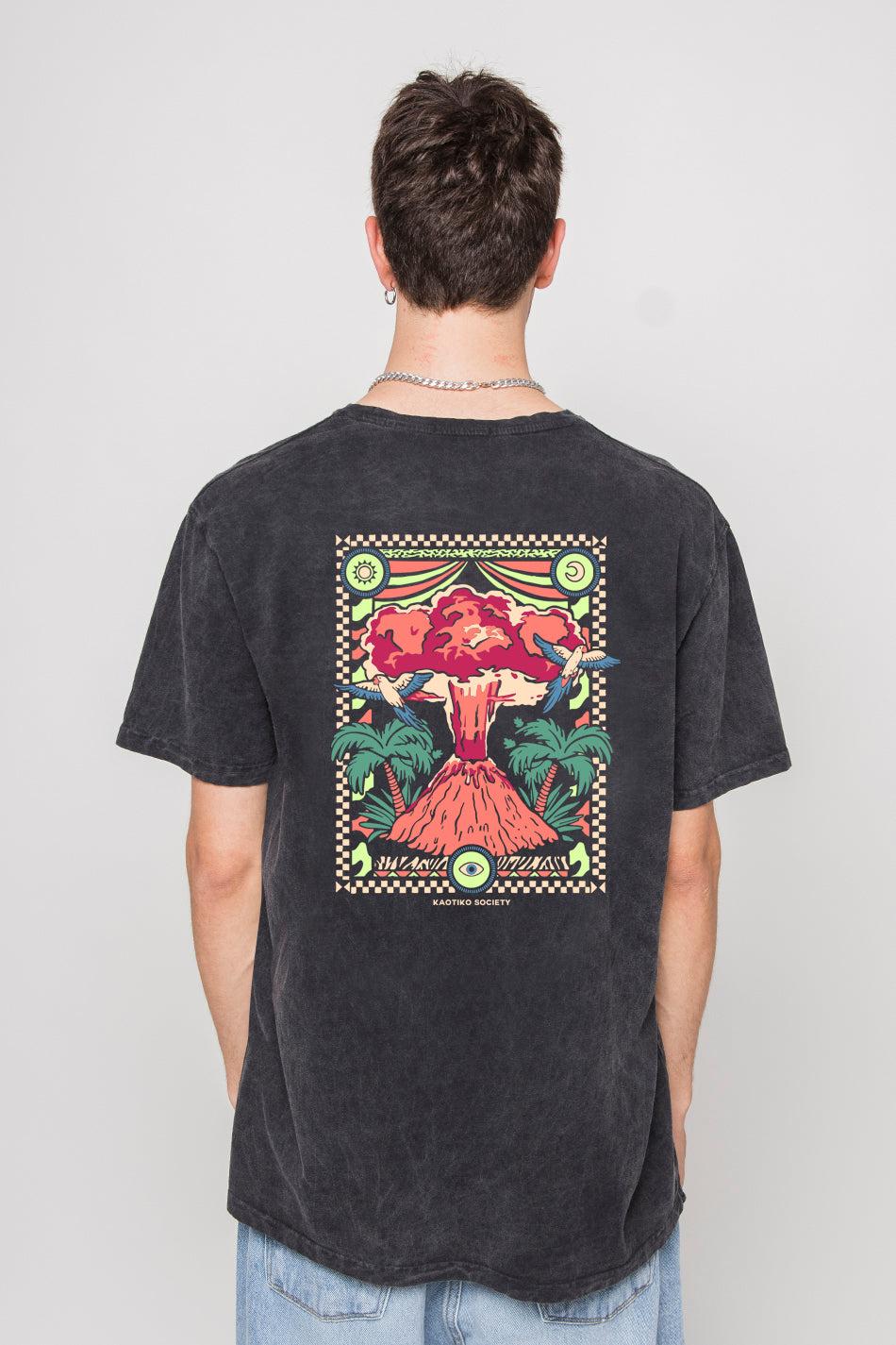 kaotiko Camiseta Washed Volcanic Symphony Black En oferta
