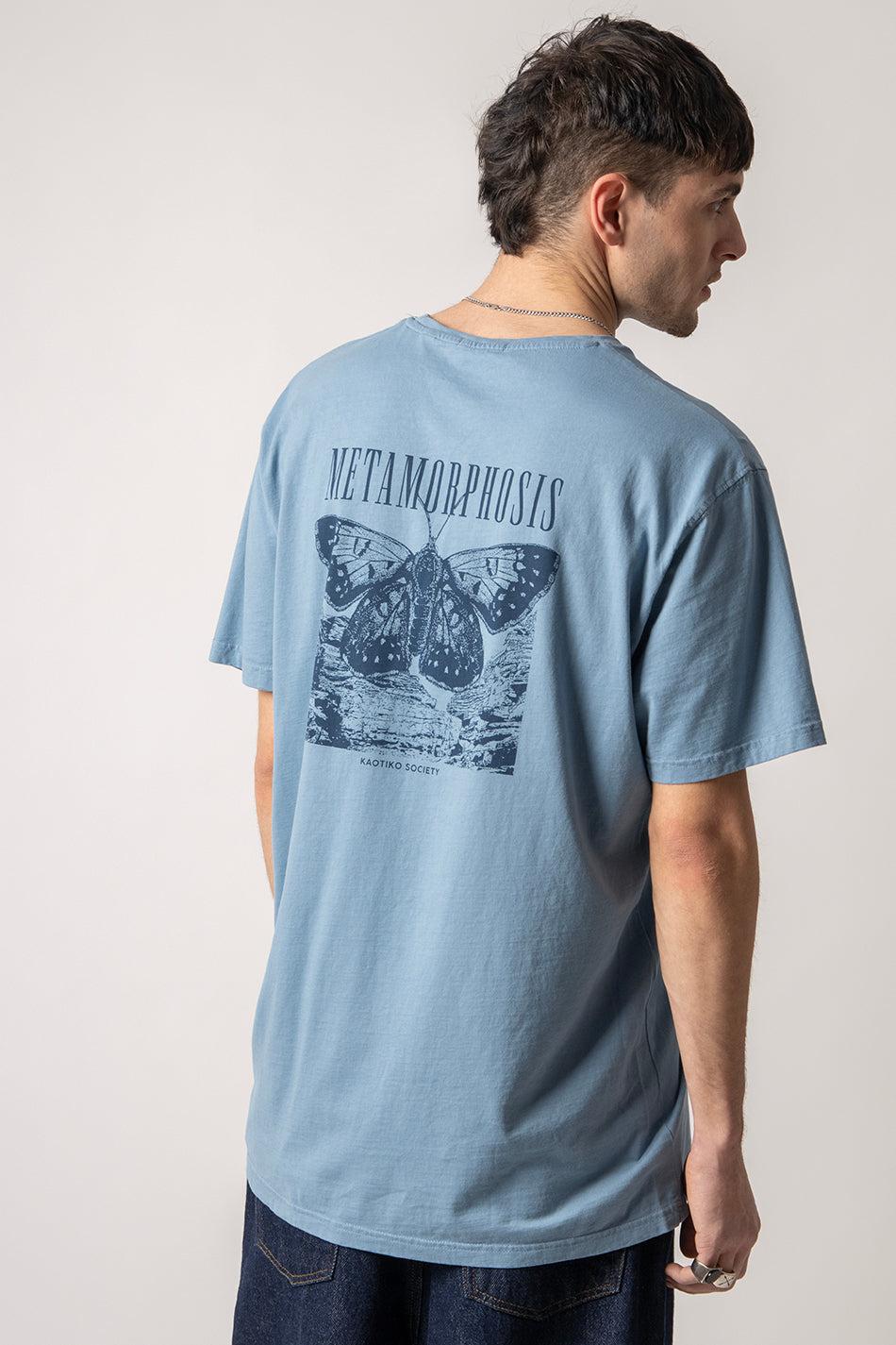kaotiko Camiseta Washed Metamorphosis Blue Fly Libre de impuestos