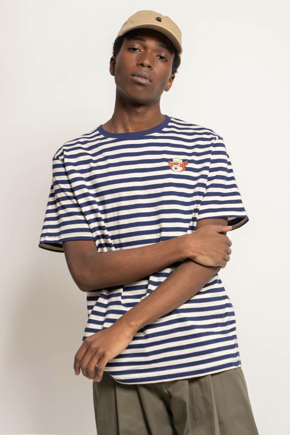 kaotiko Camiseta Stripes Bear Navy Ivory Devoluciones gratuitas