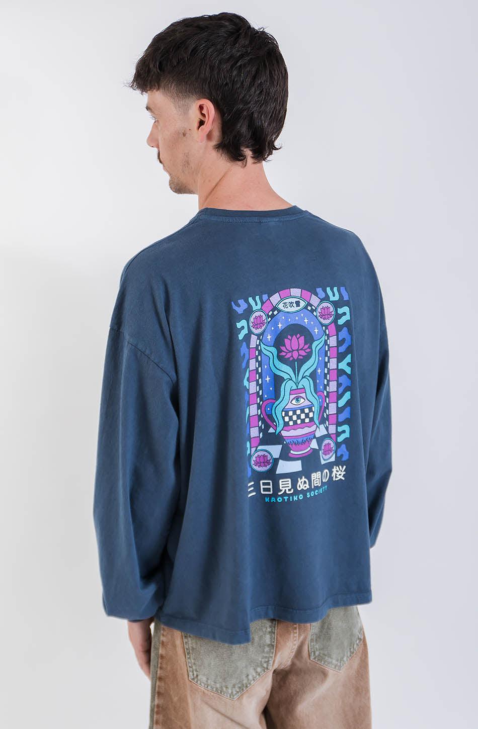 kaotiko Camiseta Washed Lotus Door Navy Los más vendidos