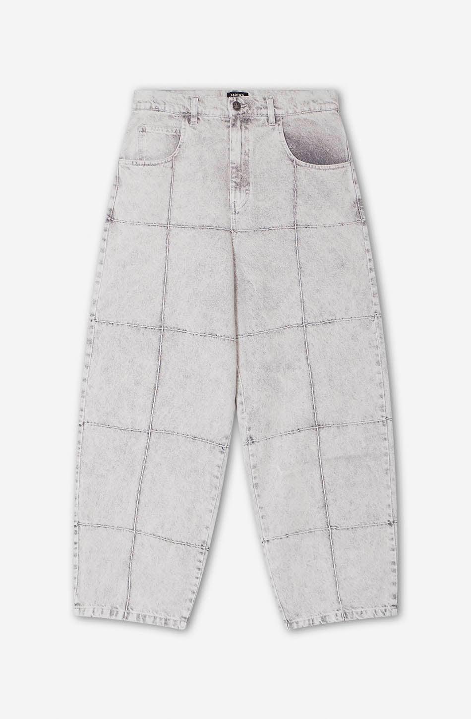 kaotiko Pantalón Washed Patched Pearl Gray