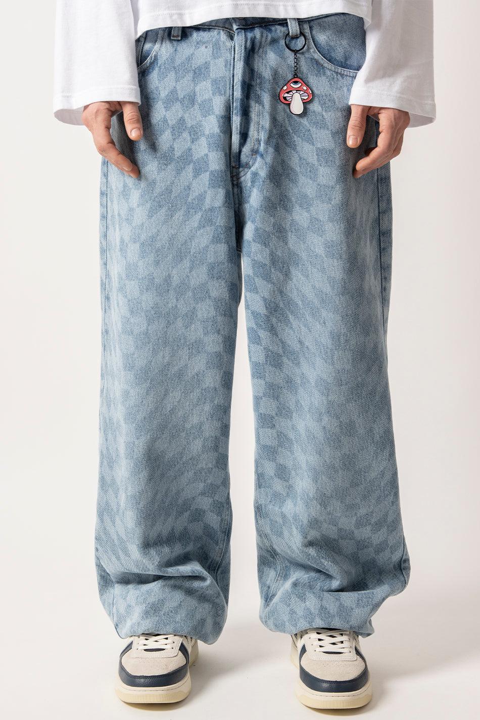 kaotiko Pantalón Loose Laser Check Denim Últimos 3 días
