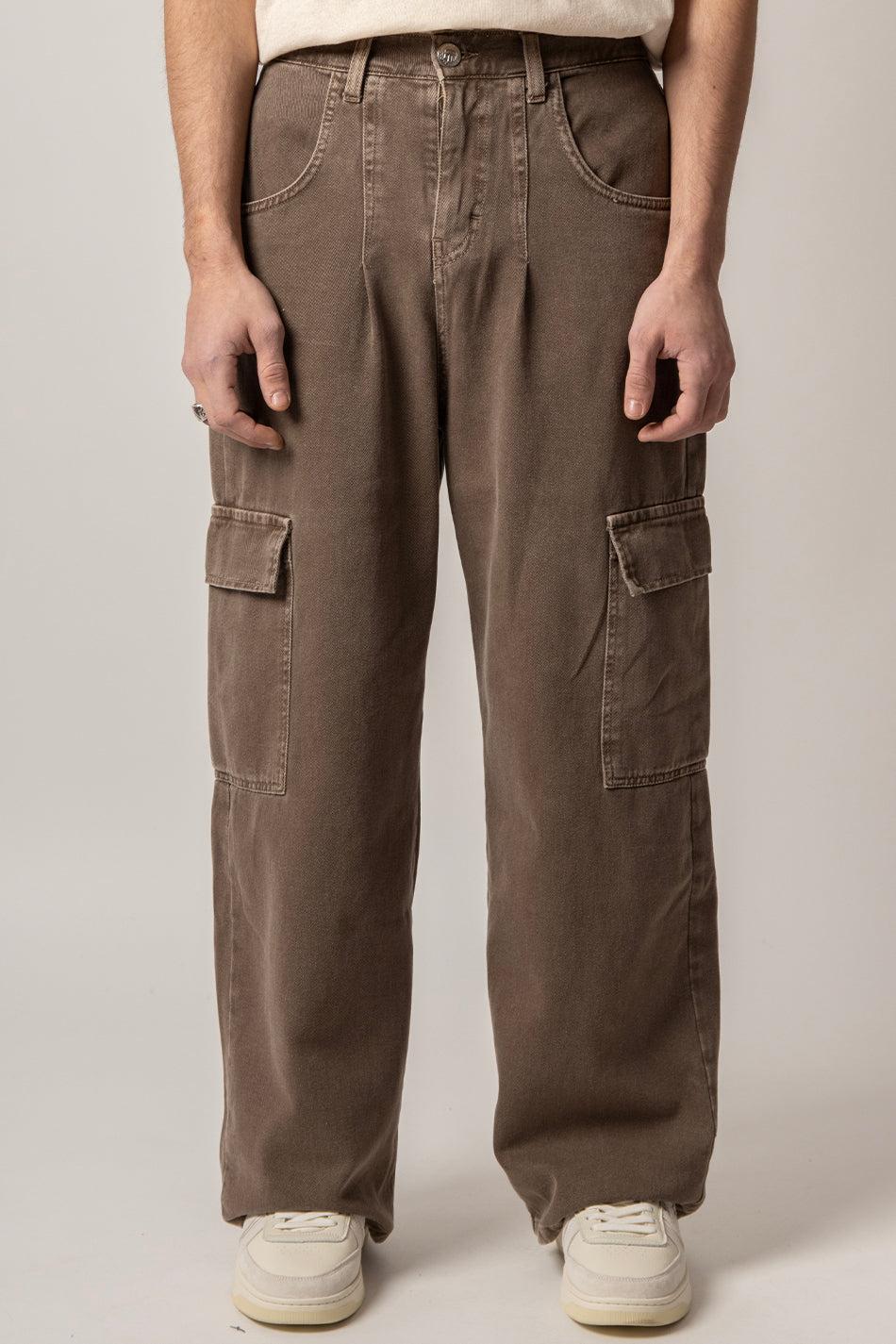 kaotiko Pantalón Cargo Loose Washed Brown En oferta
