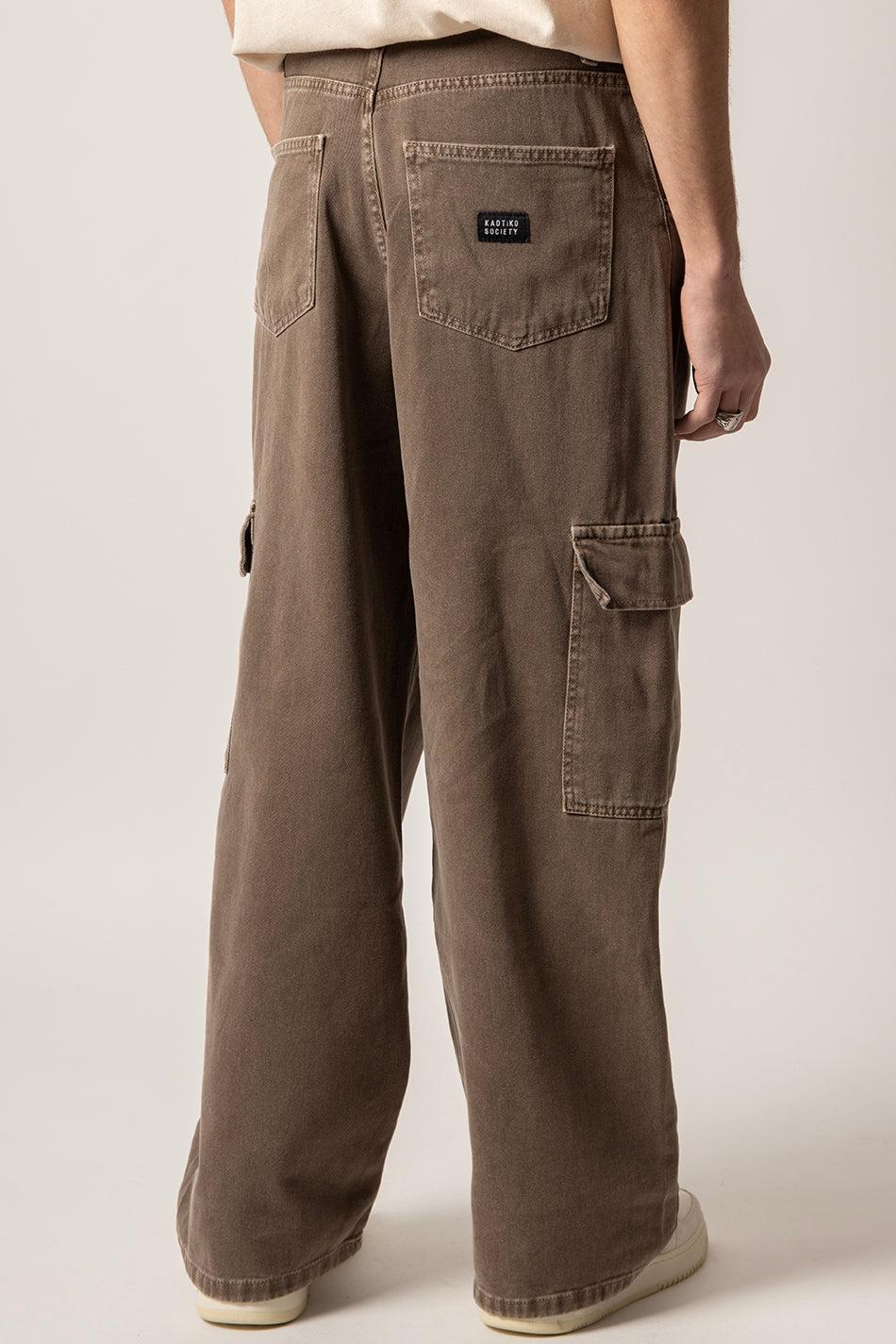 kaotiko Pantalón Cargo Loose Washed Brown En oferta