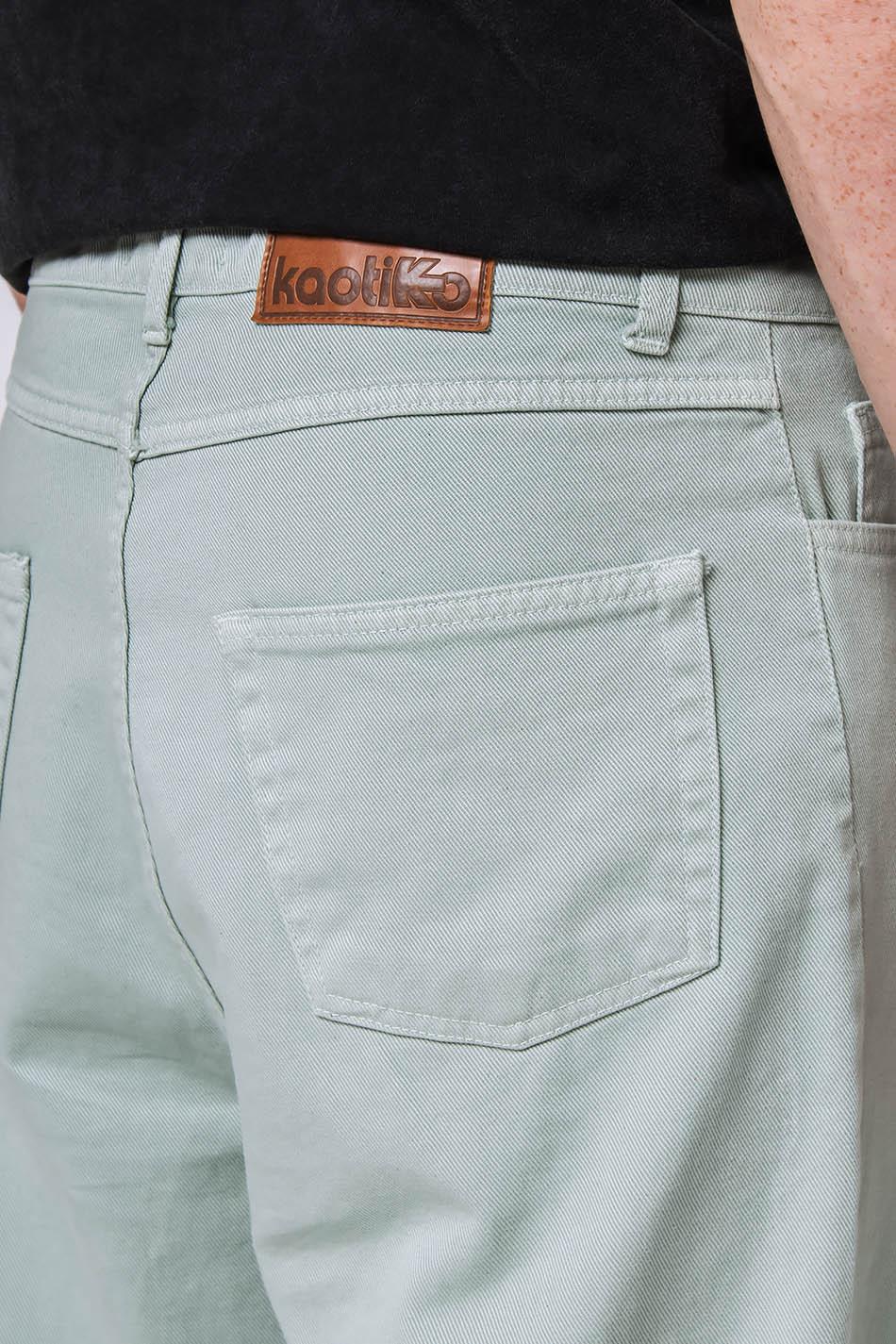 kaotiko Pantalón Regular Cropped Denim Green Libre de impuestos