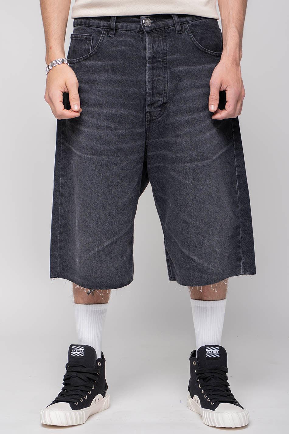 kaotiko Bermuda Loose Baggy Denim Black Ofertas especiales