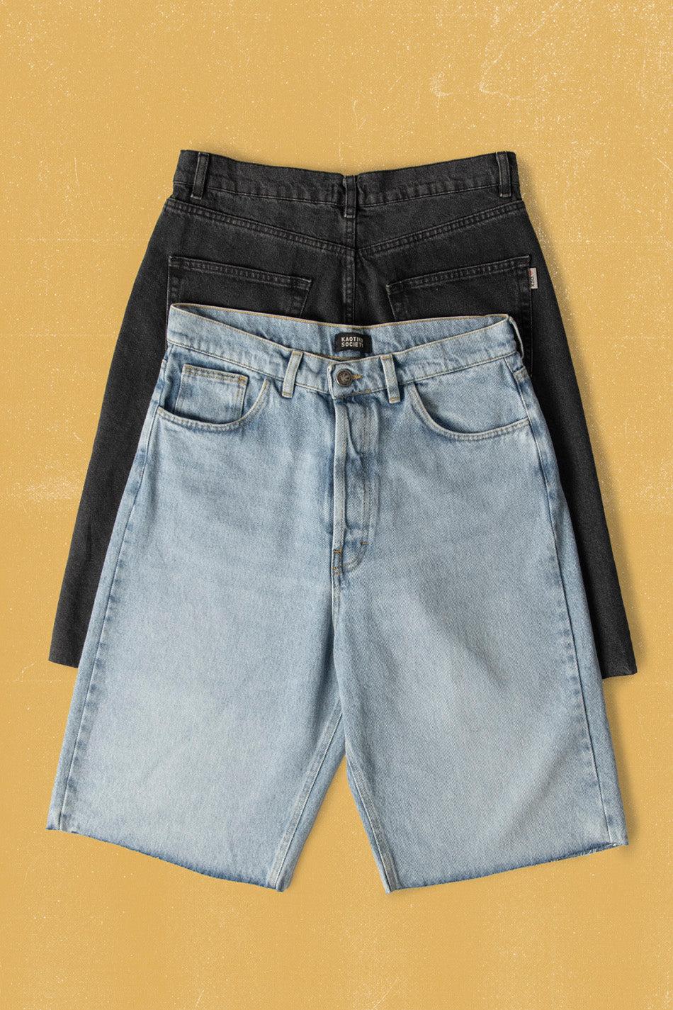 kaotiko Bermuda Loose Baggy Denim Black Ofertas especiales