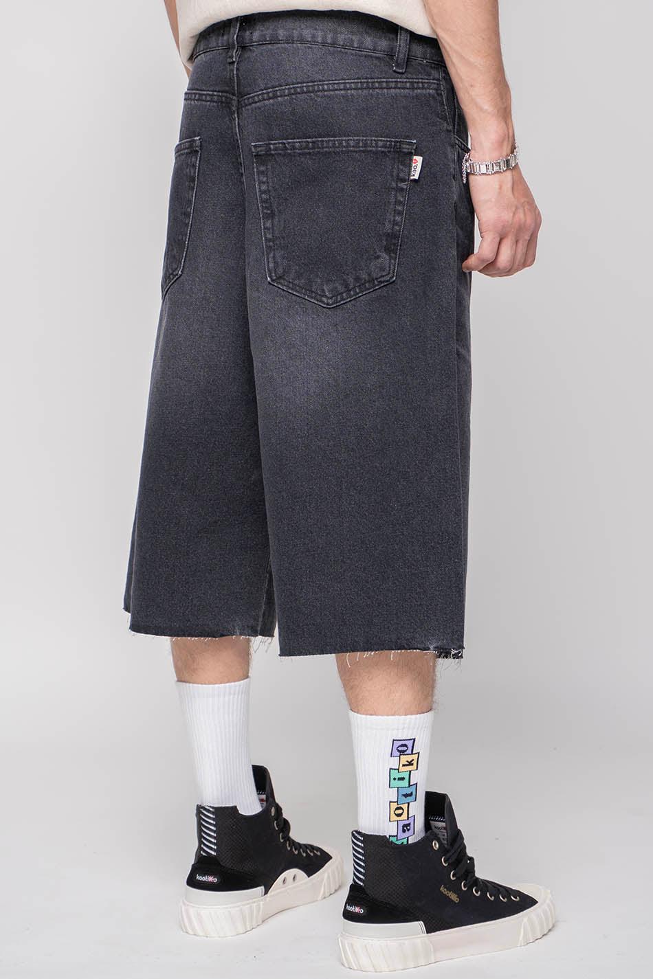 kaotiko Bermuda Loose Baggy Denim Black Ofertas especiales