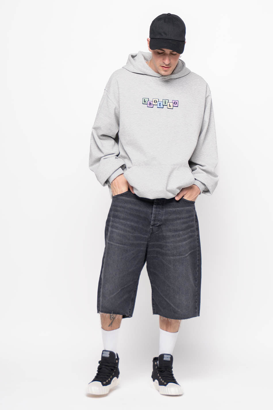 kaotiko Bermuda Loose Baggy Denim Black Ofertas especiales