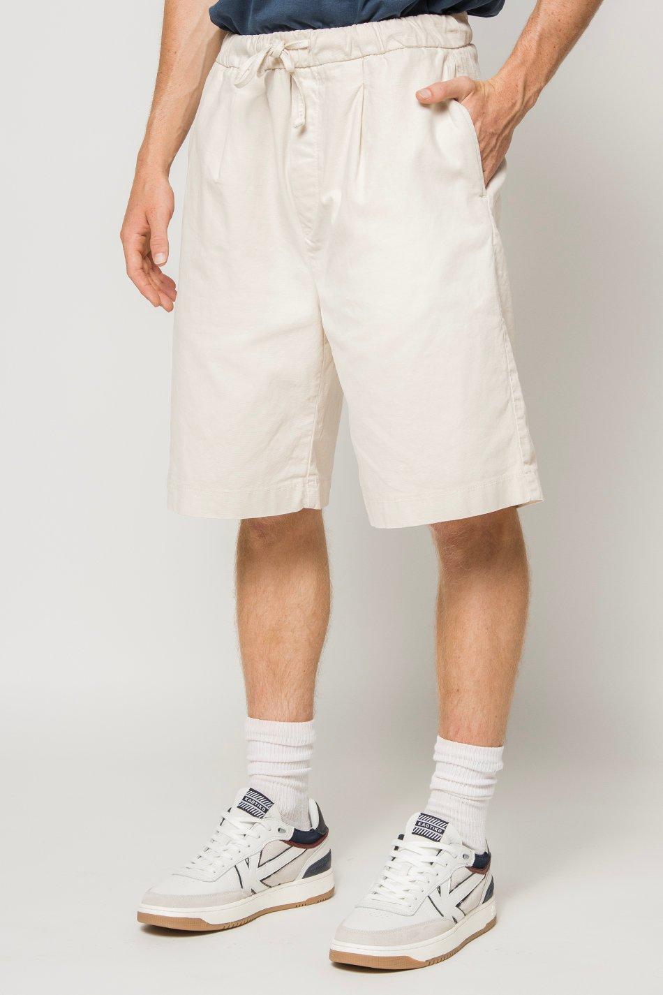 kaotiko Bermuda Relaxed Canvas Pinzas Ivory Devoluciones gratuitas