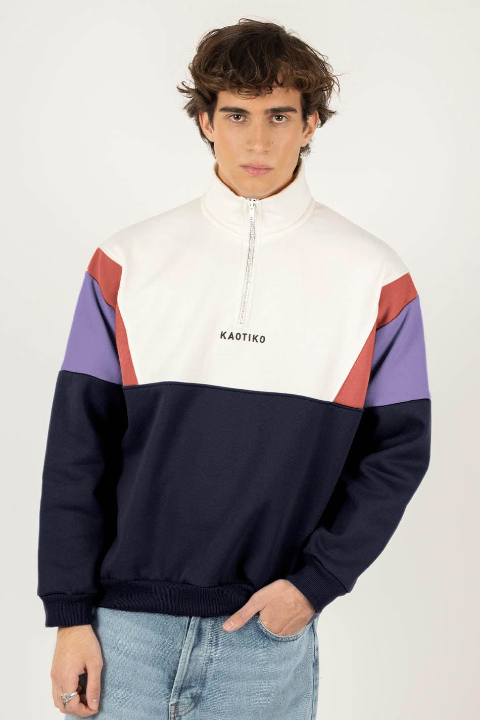 kaotiko Sudadera Arthur Ivory/Cresent /Navy Descuento por venta flash