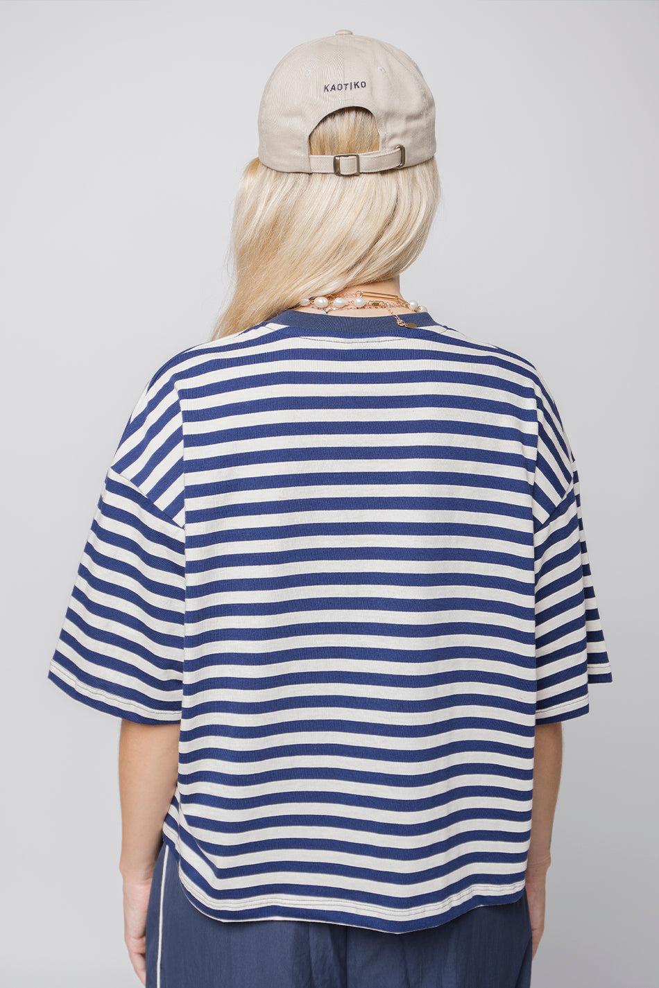 kaotiko Camiseta Stripes Poodle Navy Descuento por venta flash