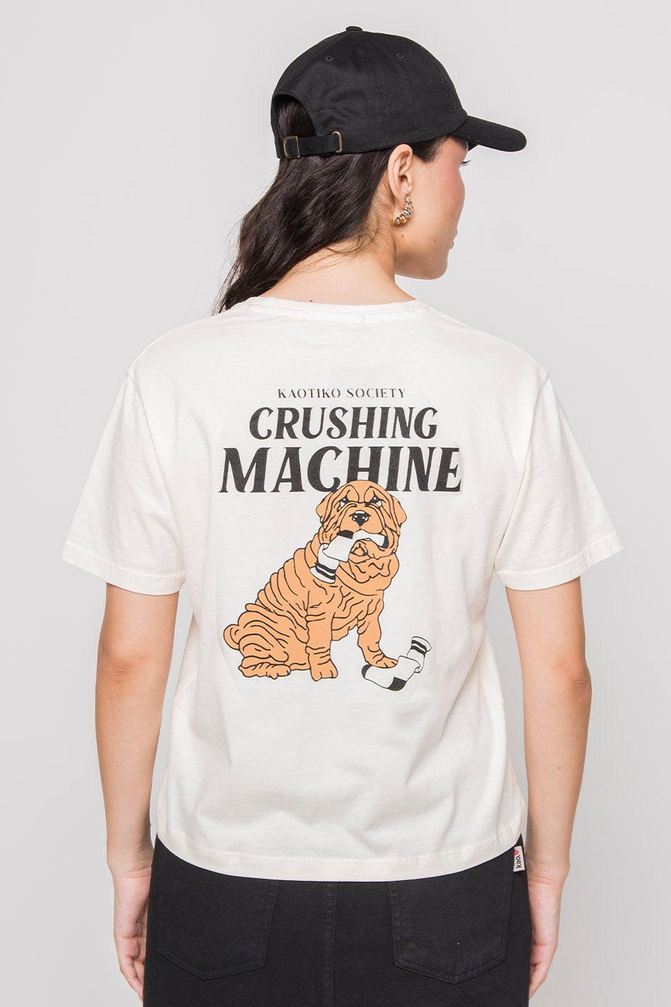 kaotiko Camiseta Washed Crushing Machine Ivory Ofertas de temporada