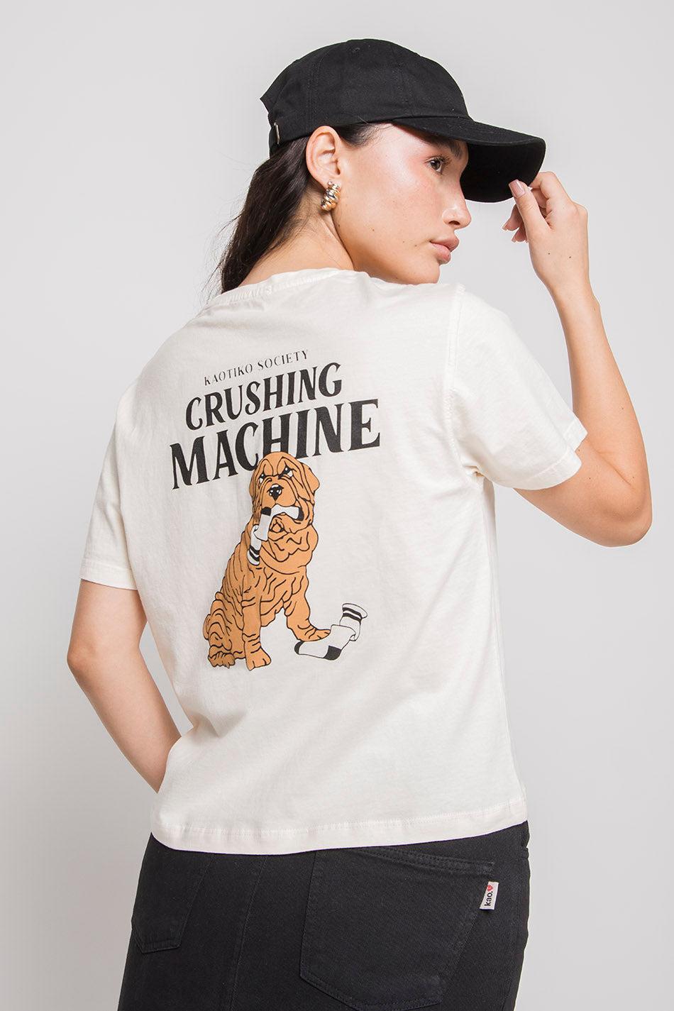 kaotiko Camiseta Washed Crushing Machine Ivory Ofertas de temporada