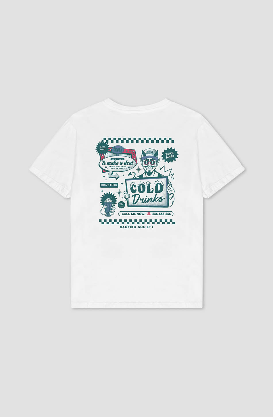 kaotiko Camiseta Washed Cold Drinks White Rebajas de fin de temporada