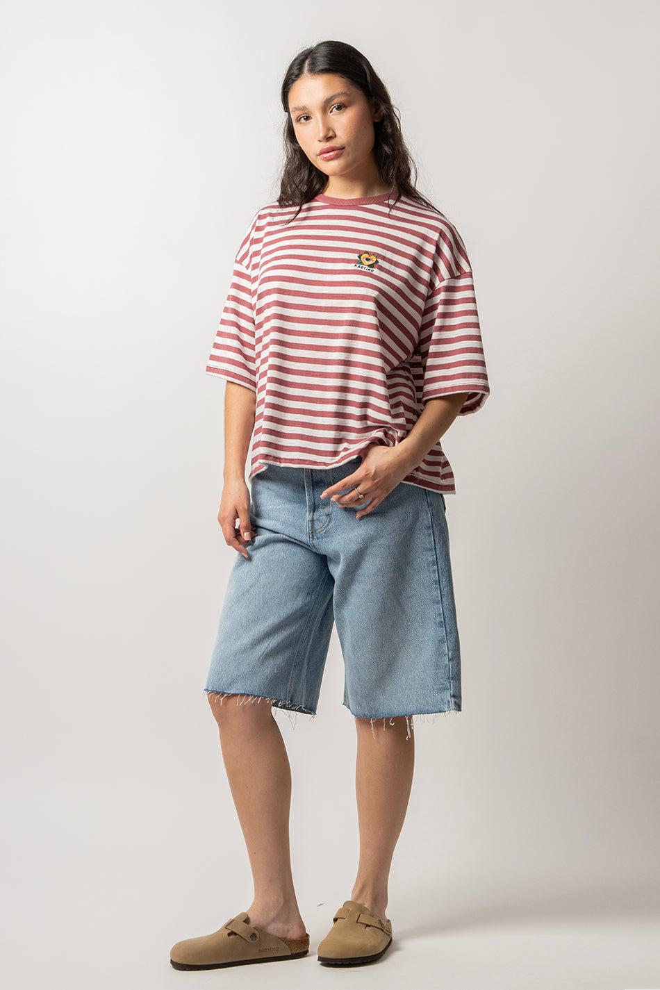 kaotiko Camiseta Burgundy Heart Stripes Outlet