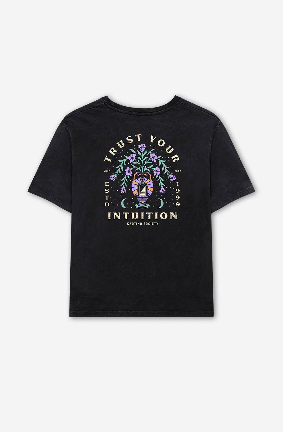 kaotiko Camiseta Washed Trust Your Intuition Black Rebajas baratas