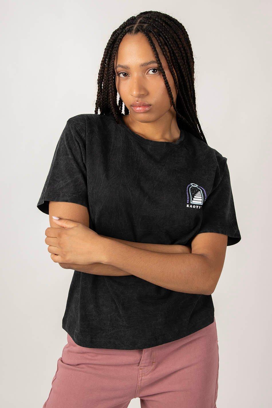 kaotiko Camiseta Washed Trust Your Intuition Black Rebajas baratas