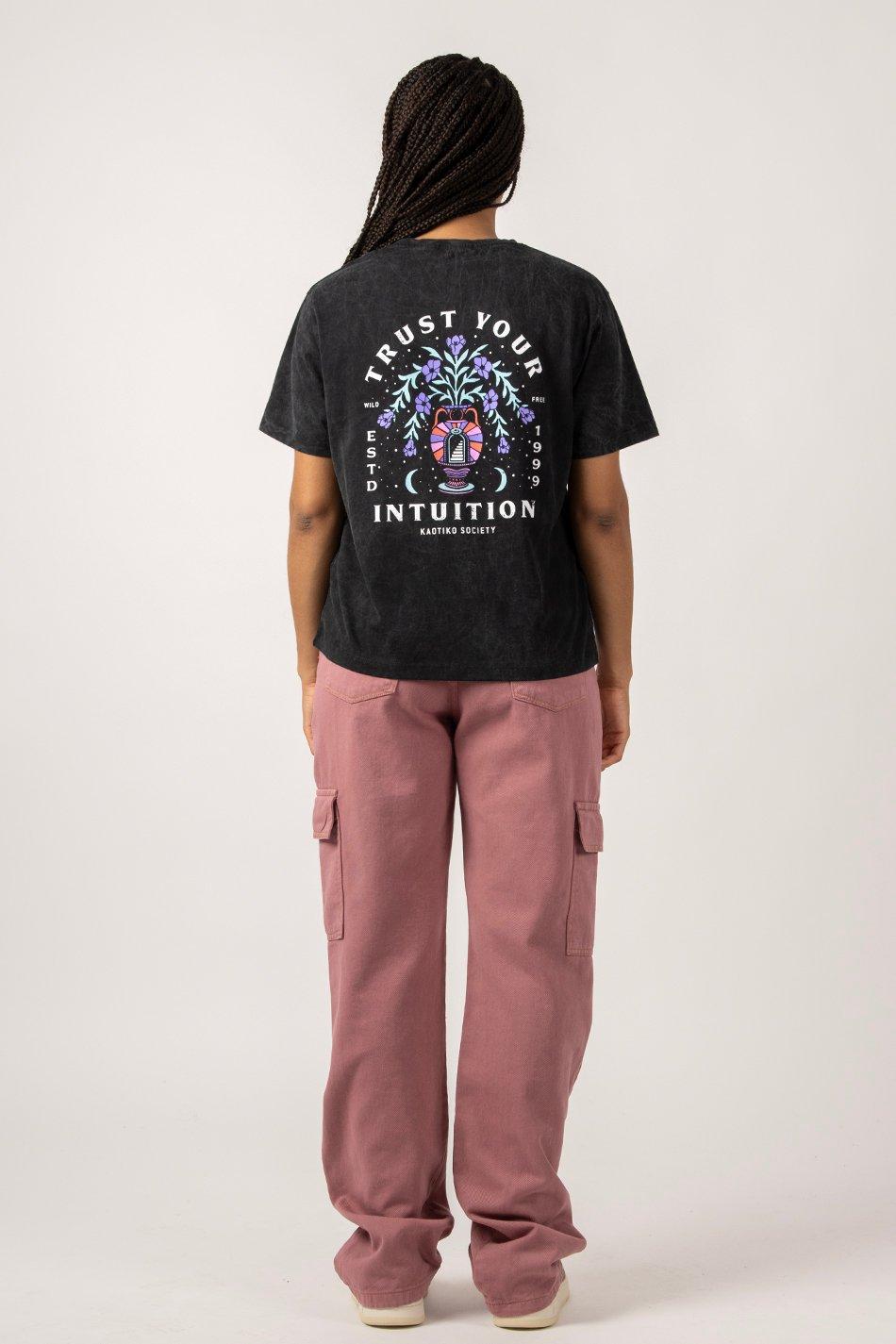 kaotiko Camiseta Washed Trust Your Intuition Black Rebajas baratas