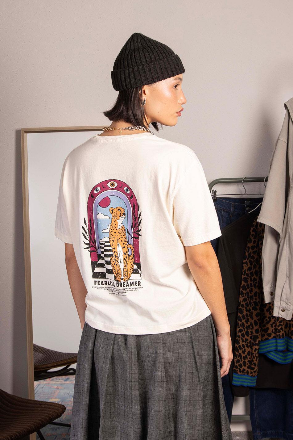 kaotiko Camiseta Washed Fearless Dreamer Ivory Liquidación
