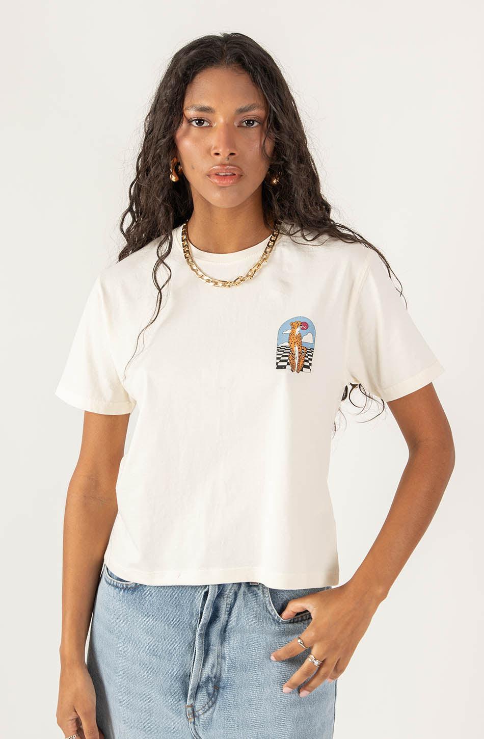 kaotiko Camiseta Washed Fearless Dreamer Ivory Liquidación