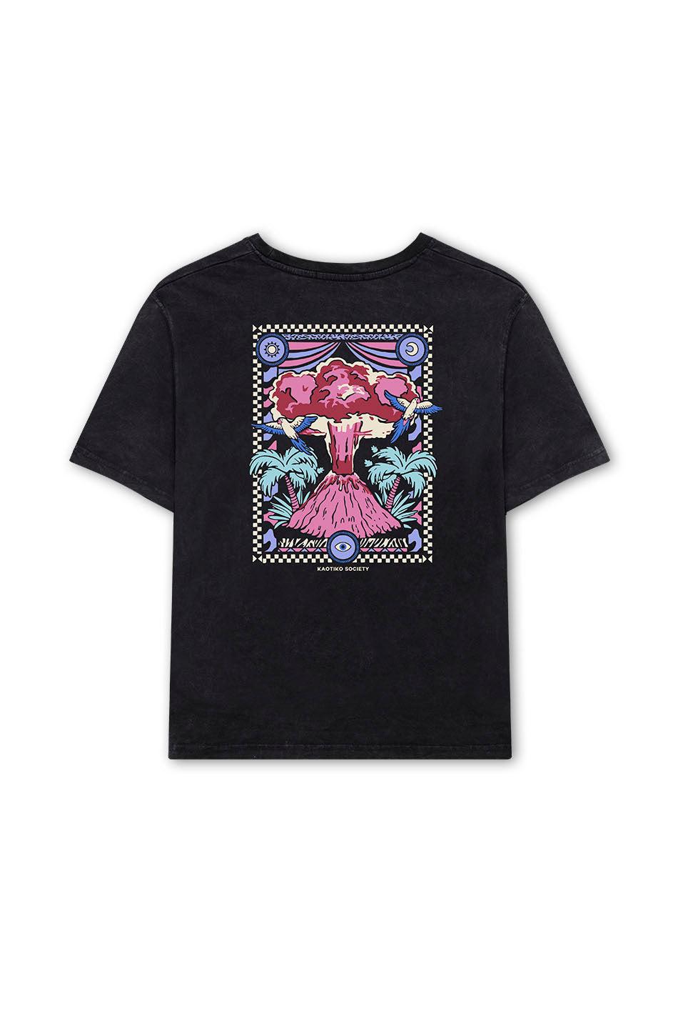 kaotiko Camiseta Washed Volcanic Symphony Black Mejor oferta