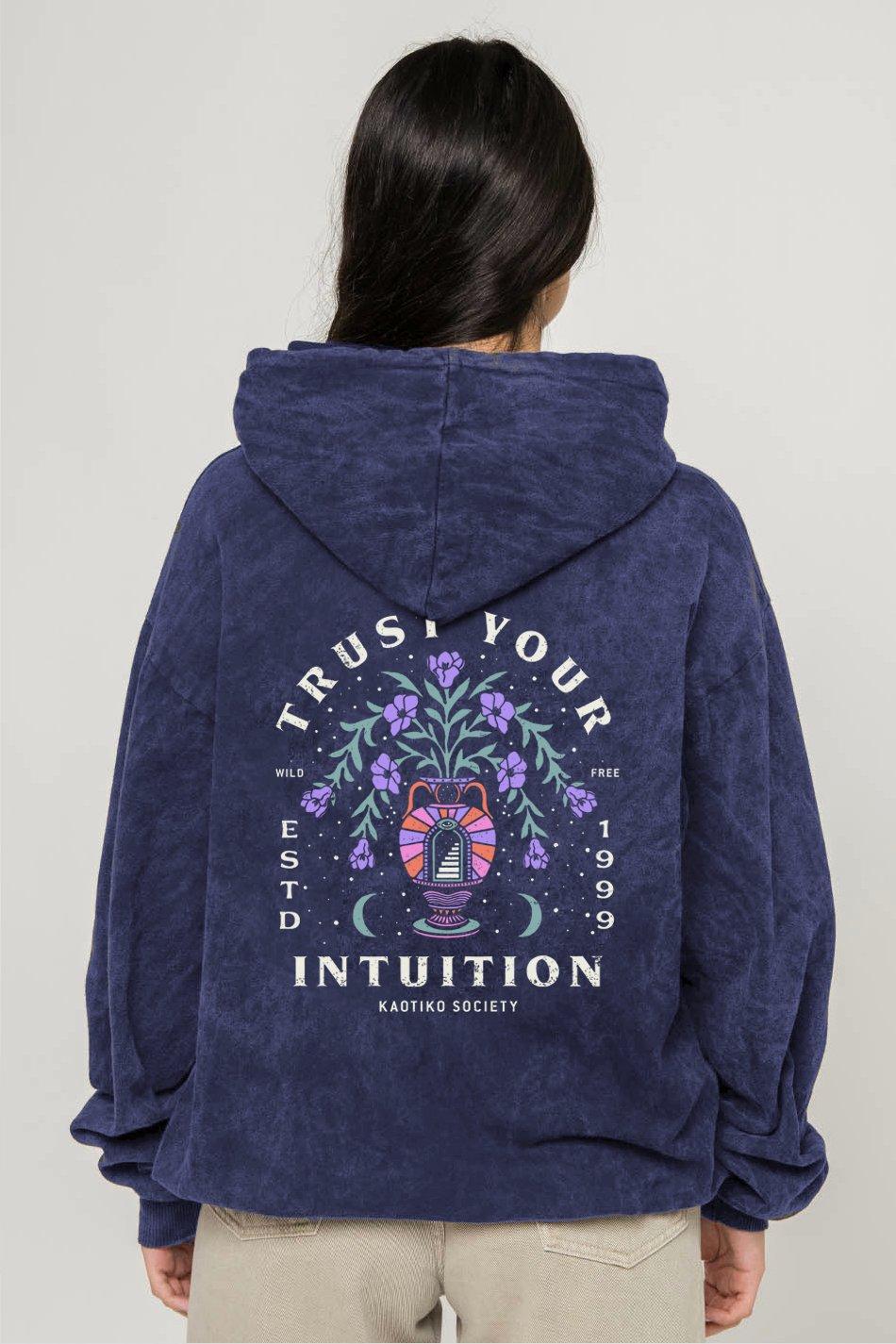 kaotiko Sudadera Washed Trust Your Intuition Dark Lilac Promoción por tiempo limitado