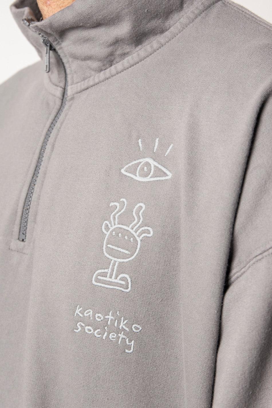 kaotiko Sudadera Washed Zip Boy Urban Threesome Gray Superdescuento