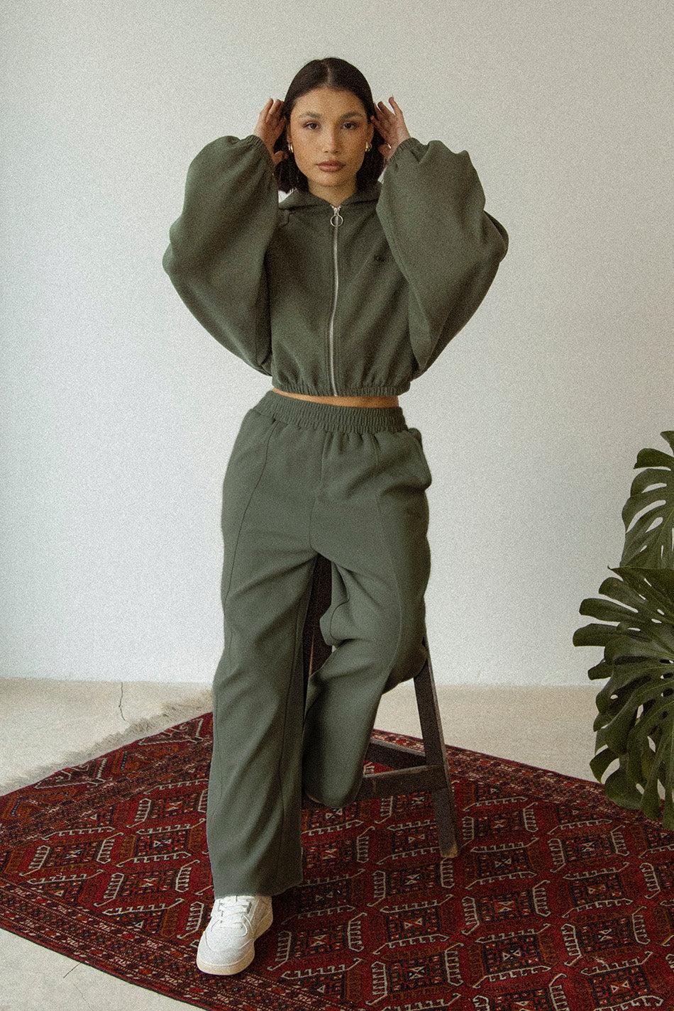 kaotiko Sudadera Zipper Jacket Giulia Interlock Olive Grandes descuentos