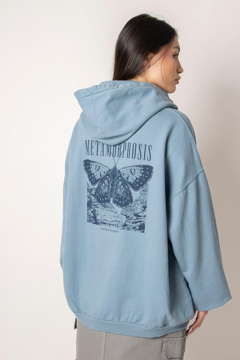 kaotiko Sudadera Washed Metamorphosis Blue Fly En oferta