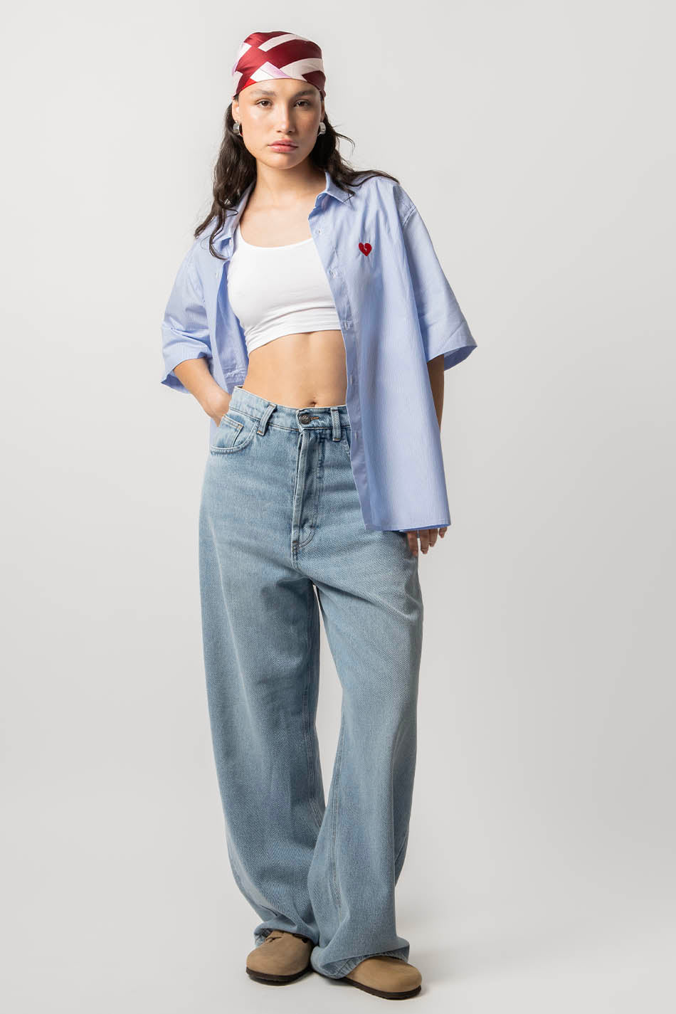 kaotiko Camisa Loui Heart Blue/ White Stripes Tienda