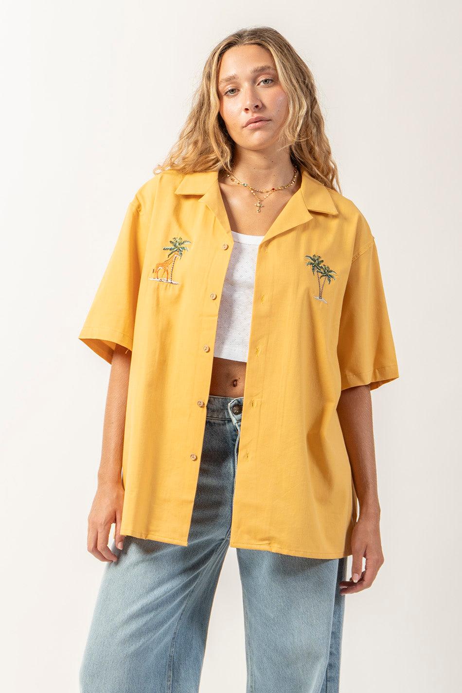 kaotiko Camisa Palm Safari Mostaza Liquidación