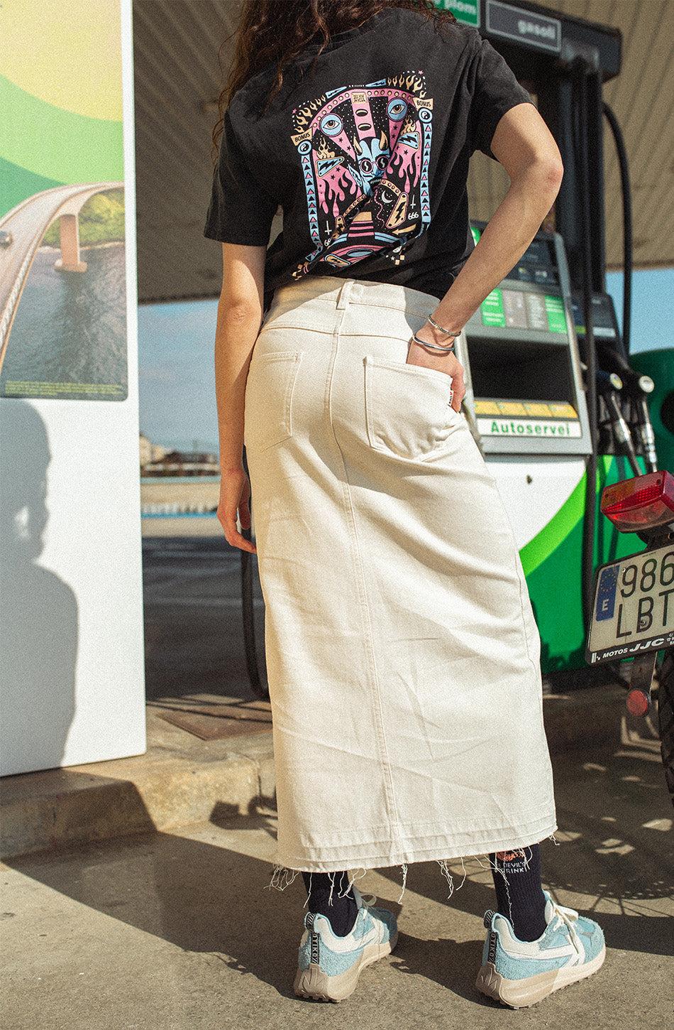 kaotiko Falda Long Denim Stone Precio ultrabajo