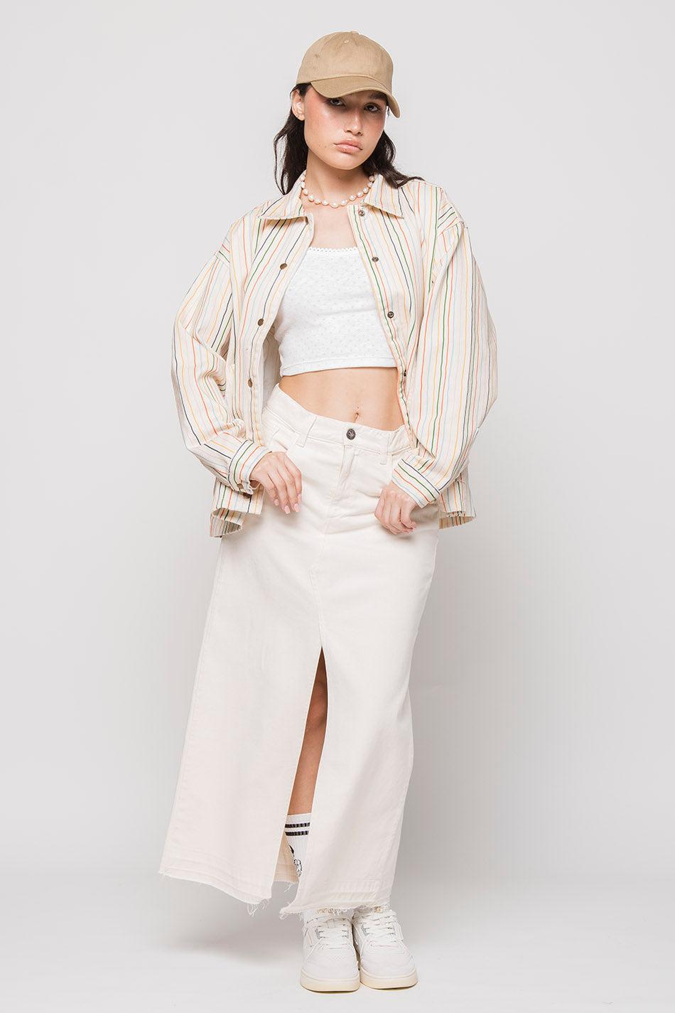 kaotiko Falda Long Denim Stone Precio ultrabajo