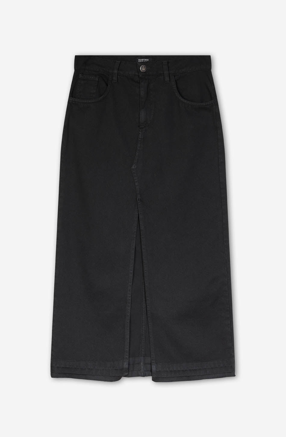 kaotiko Falda Long Denim Black Devoluciones gratuitas
