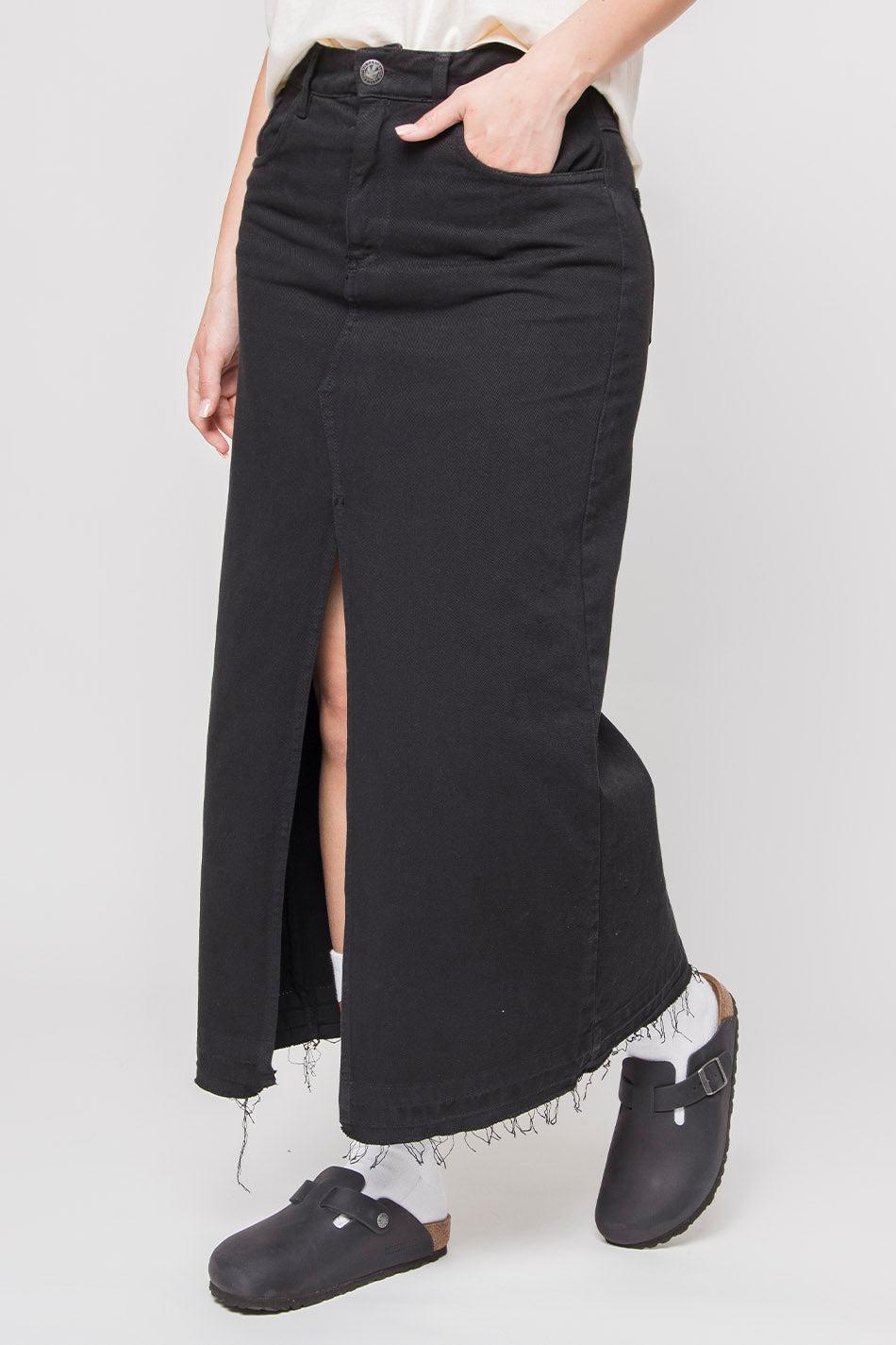 kaotiko Falda Long Denim Black Devoluciones gratuitas