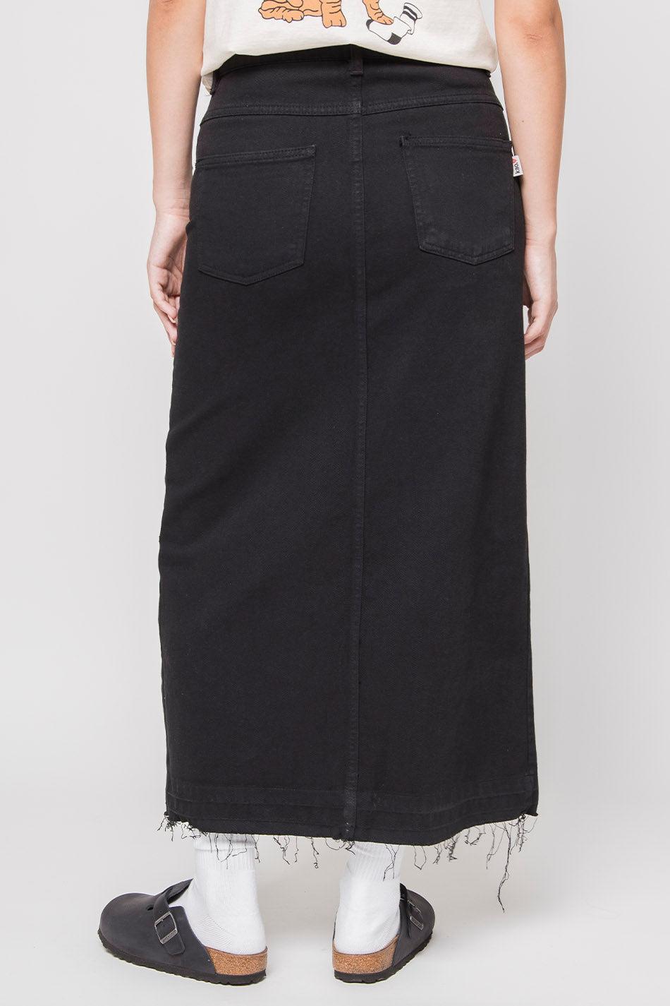kaotiko Falda Long Denim Black Devoluciones gratuitas